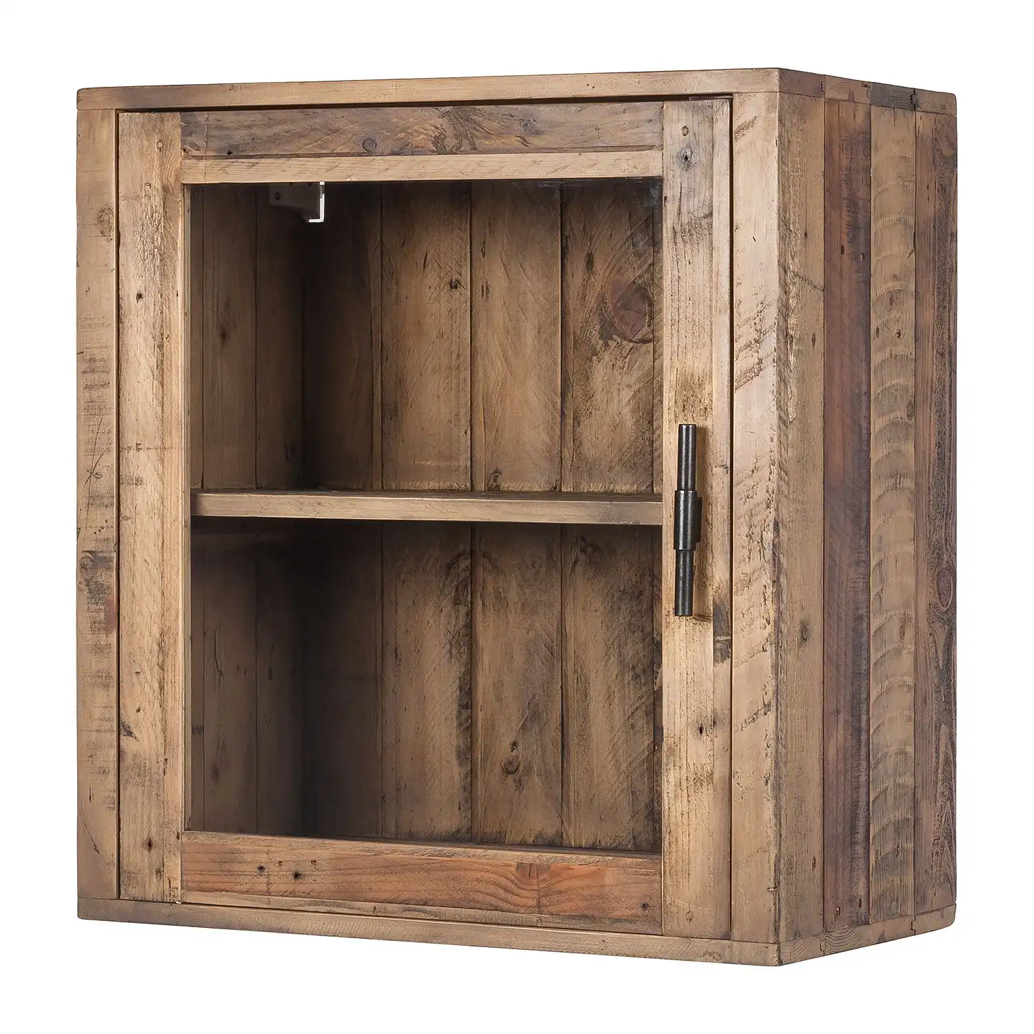Reclaimed Wood Hanging cabinet with 1 glass door - popular handicrafts